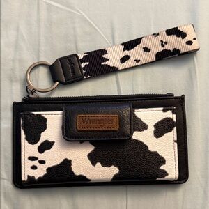 Wrangler Black and White Cow Print Wristlet